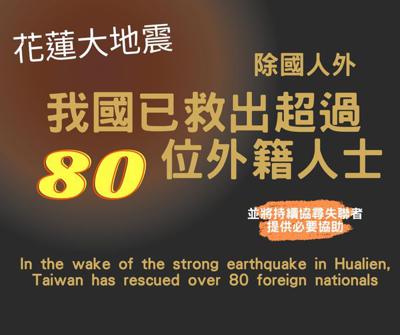 台灣震災的搜救行動迅速！