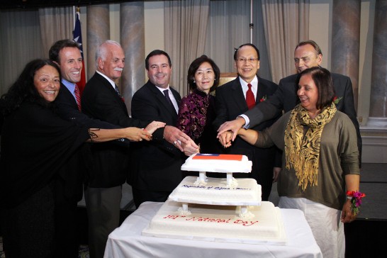 ROC (Taiwan) Representative Dr. C.K. Liu and Mrs. Liu celebrate the National Day of the Republic of China with Ministers.