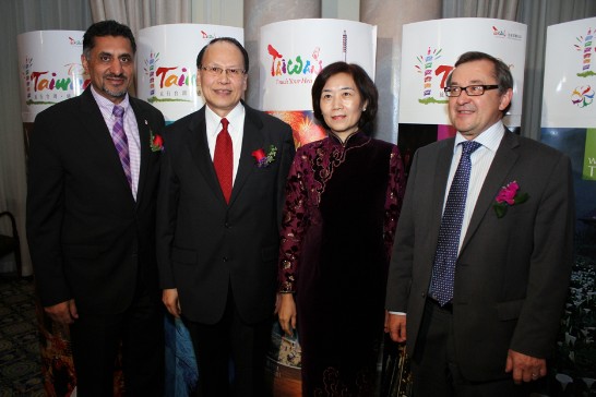 ROC (Taiwan) Representative Dr. C.K. Liu and Mrs. Liu welcome Bal Gosal, Minister of State (Sport) (left)