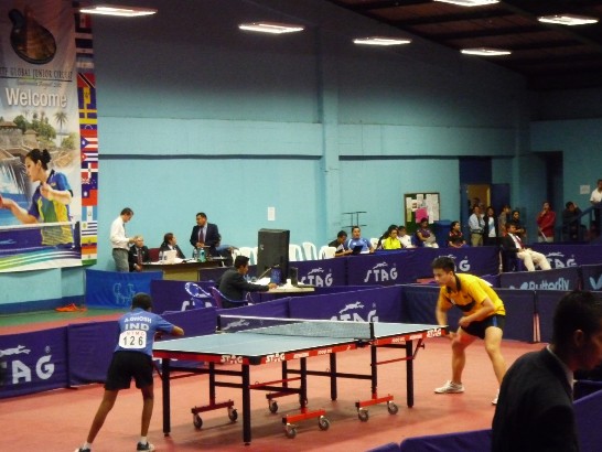 我桌球選手於8月12日晚決賽會場比賽情形