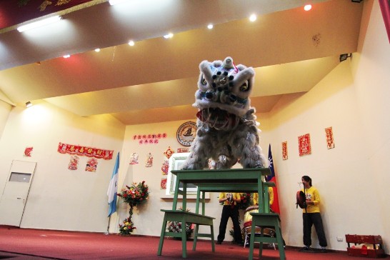 華僑總會醒獅團之祥獅獻瑞表演。