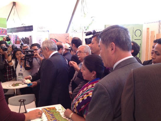 孫大使陪同裴瑞斯總統及農長參訪瓜國農產品展示