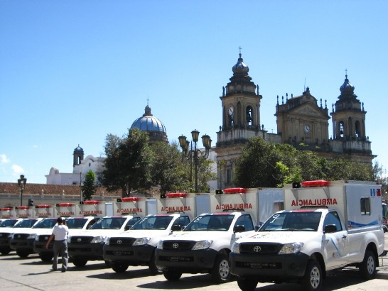 中華民國大使館今年共捐交57部救護車，佔擬捐贈總數之65%以上(預計2008至2011年將捐贈87部救護車予瓜國資源缺乏鄉鎮)。