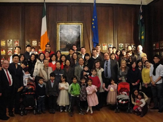 Ambassador Harry Tseng is pictured at the Mansion House with members of Ireland’s Taiwanese Community
