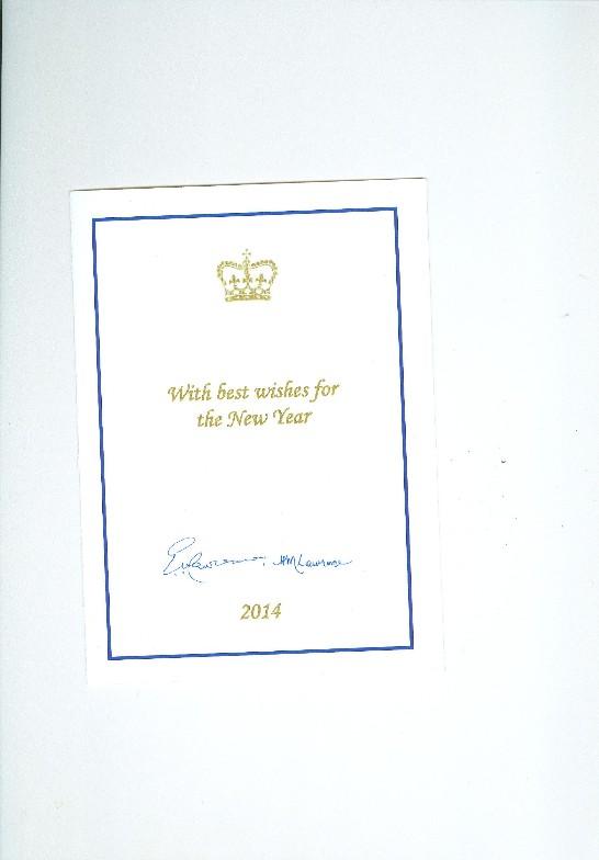 羅倫斯總督伉儷祝賀駐館農曆新年賀卡。