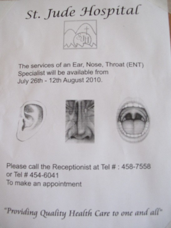 聖茱德醫院張貼開放耳鼻喉科門診消息