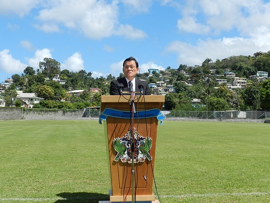 駐聖露西亞大使章計平於露國卡斯翠市東區運動場照明設備開工典禮上致詞