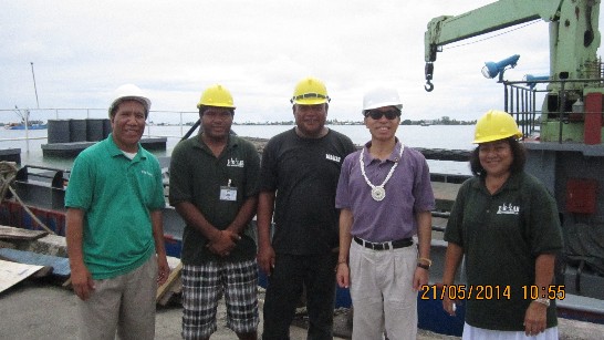 H.E. ROC (Taiwan) Ambassador Winston Chen visited Tobolar Coconut Processing Authority on May 21 and was briefed how the ship “Tobolar 1” benefits the copra production and the livelihood of the outer islands. 