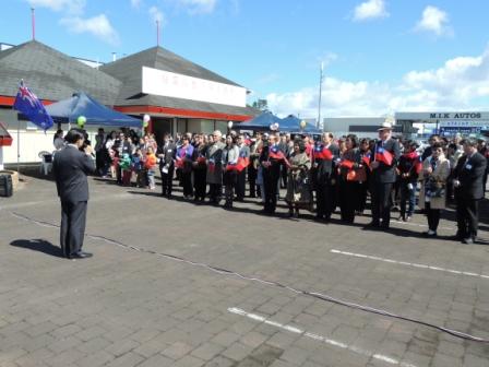 Director General Lincoln Ting of Auckland TECO addressed in the flag raising ceremony of celebrating the 102nd National Day of the ROC (Taiwan) in NZ Taiwanese Hwa Hsia Society