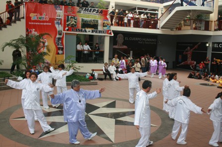 Maestra Cristina Preciado haciendo demostracion de Taichi