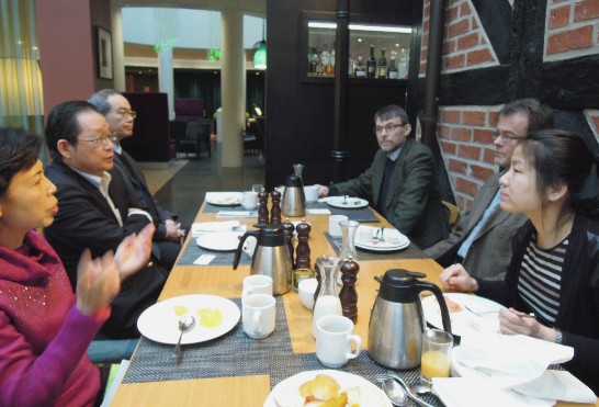 Ambassador Lee at breakfast with Anders Lord, president of "Sweden and Taiwan Friendship Association".