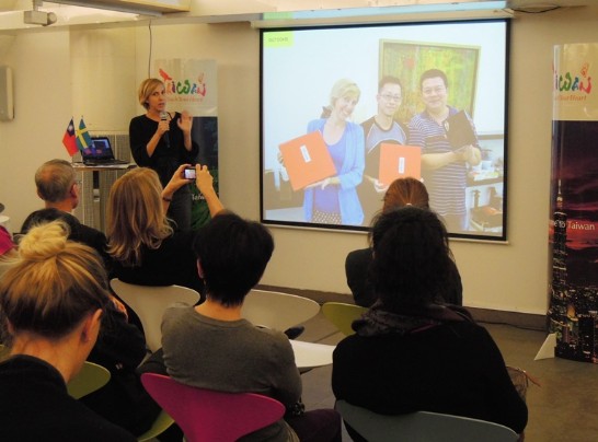 瑞典籍設計師Agnes Fries致詞細數在台灣生活與創作的經驗。