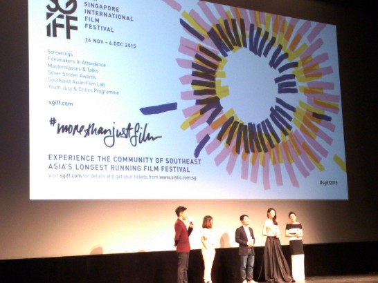 「青田街一號」導演李中(中)、演員隋棠(右二)及楊雁雁(右一)與觀眾分享劇本構思及拍片過程，現場座無虛席，極受好評。