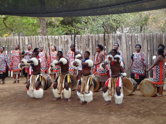 大王妃在Mantenga文化村款宴蔡大使夫人並共賞節目-勇士舞。