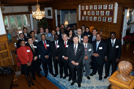 Group picture of Ambassador Jason C. Yuan and other Ambassadors attending the luncheon (Front row from left: Amb. La Celia Prince of St. Vincent and the Grenadines, Amb. Nestor E. Mendez of Belize, Amb. Duly Brutus of Haiti (to the OAS), Amb. Alieu Momodou Ngum of Gambia, Amb. Rigoberto Gauto-Vielman of Paraguay, Amb. Jason Yuan, Amb. Hersey Kyota of Palau, Amb. Charles Paul of Marshall Islands and Mr. Pascal Batjobo, DCM of Burkina Faso’s Embassy in the U.S.