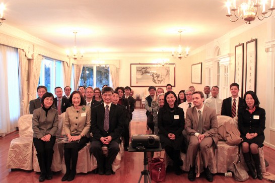 Attendees took a group photo after keynote speaker Dr. Tiger Liu, chief scientist of Taiwan National Space Organization, delivered his speech. The front row from left is deputy director Pauline Lin &amp; director Chou (S&amp;T Div. of TECRO), Dr. Tiger Liu, Dr. Minh-Ha Pham &amp; Mr. Frederic Lohier (Counselor and officer for S&amp;T, France Embassy), and Dr. Gloria Wang (Science Officer of Italy Embassy).