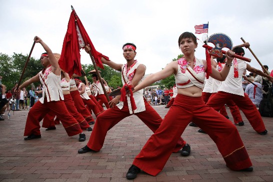 The Ro Han Men Taiwanese Cultural Troup from Kaohsiung, Taiwan, performs its Sung Jiang Battle Array on the opening ceremony of the 8th annual DC Dragon Boat Festival on May 16, 2009.