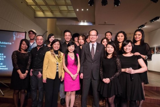 Ambassador Paul Chang (3rd from right), Education Director Charlin Chang (4Th from left, front row), Taiwanese film makers and “Salute To Broadway” teams at the opening of “Spotlight on New York: 2015 Taiwanese Student Film Exhibition”