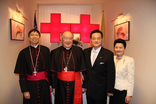 Ambassador and Mrs. Wang with Renato Raffaele Cardinal Martino and Archbishop Savio Tai-fai Hon (1st from left).
