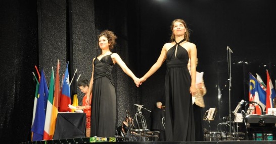 The winners of the four hands duo section, Mrs. Adelaide PANAGET and Nairi BADAL from France. 