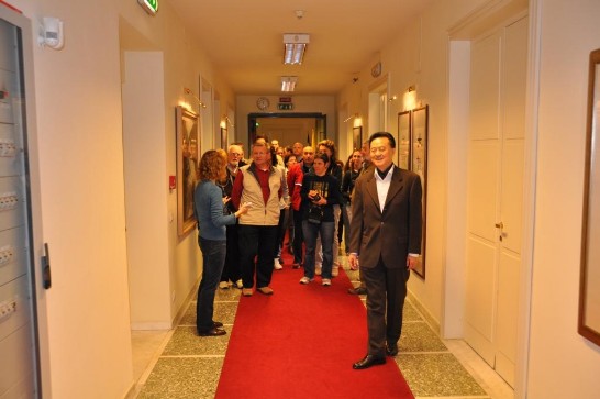 Ambassador Wang takes his guests to a guided tour of the Chancery