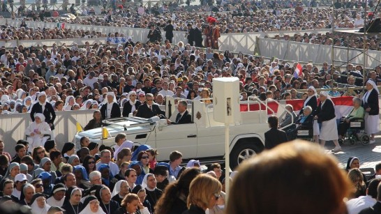 Thousands of people from all over the world attending the Papal Mass in St. Peter’s Square