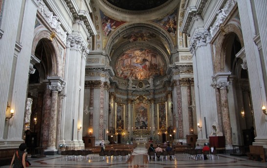 A view of the interior of the Church of St. Ignatius of Loyola.