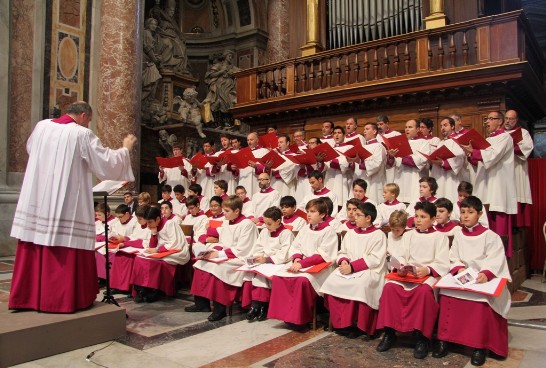 The Pontifical Musical Choir of the Sistine Chapel performs during the Suffrage Mass.