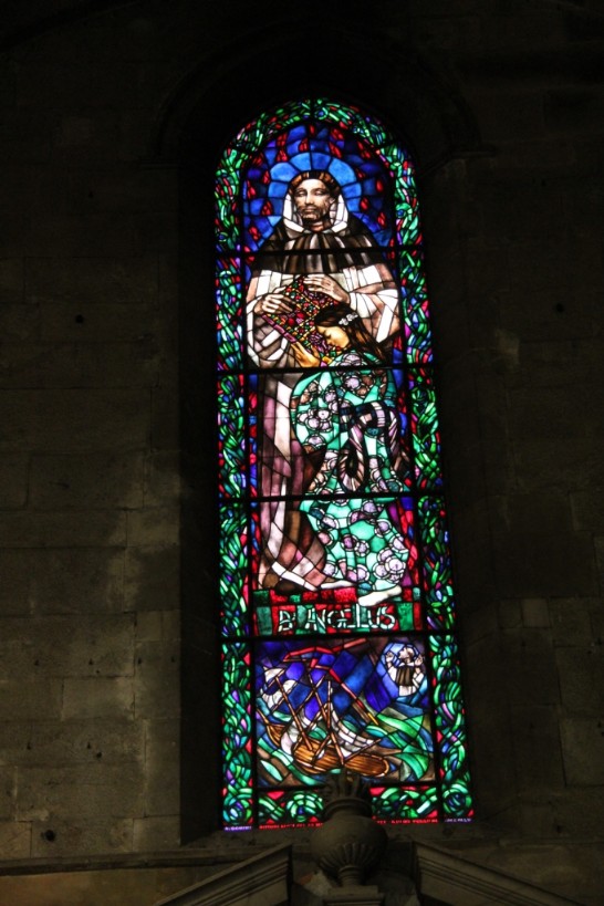 A beautiful stained glass window of the Cathedral