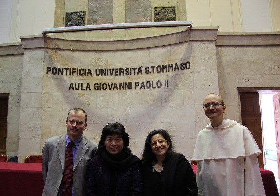 Dr. Meng-lan Huang (2st from left) and Prof. Antonella Tulli (2st from right) with Rev. Fr. Philippe-André Holzer, Dominican, (1st from right) and Philosophy Prof. Stéphane Bauzon (1st from left)