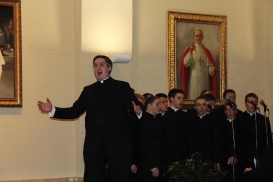 A seminarian sings the lyrics “Tonight” from US musical West Side Story