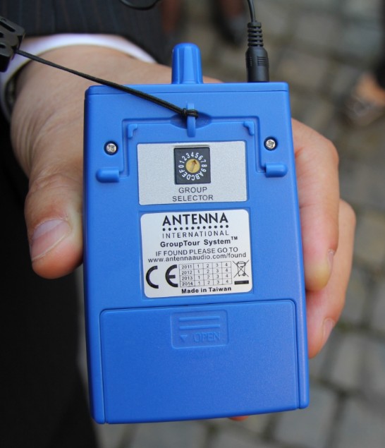 A close-up of the audio guide provided for the guided tour which is “Made in Taiwan.”