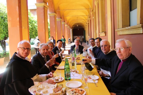 A glimpse of the cocktail which took place right after the ceremony. Ambassador Wang (4th from left) sits at the table with some Vatican officials.