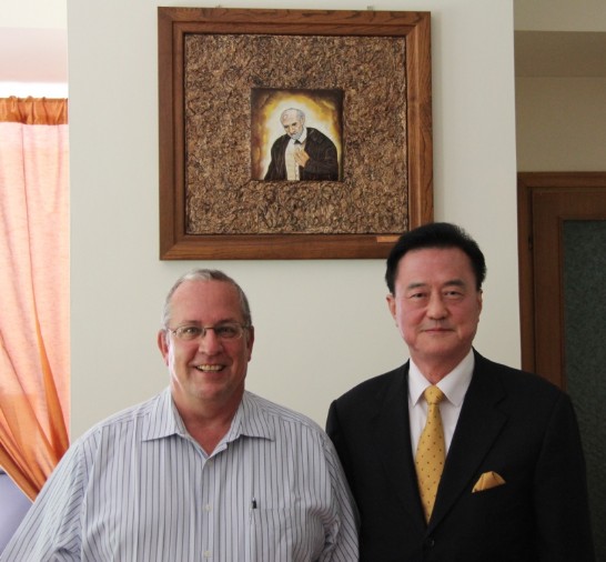 Ambassador Larry Wang (1st from right) and Fr. Gregory Gay (1st from left).