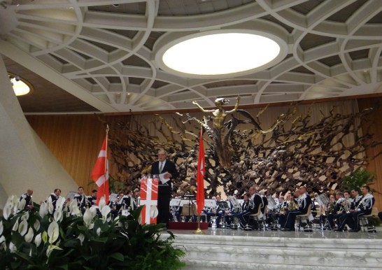 The Grand Master Fra’ Matthew Festing addresses his guests inside Paul VI Hall.