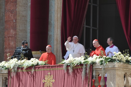 Pope Francis delivers its “Urbi et Orbi” message from the central balcony of St. Peter’s Basilica.