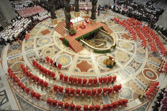 The Mass for the election of a Roman Pontiff, concelebrated by members of the College of Cardinals under the presidency of their Dean, Cardinal Angelo Sodano.