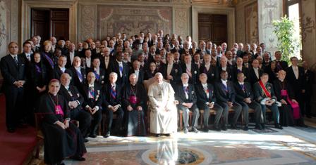 Group picture of the Ambassadors to the Holy See with Pope Francis inside the Regia Hall. Ambassador Larry Yu-yuan Wang stands on the second row, 3rd from left.