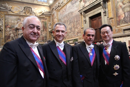 Ambassador Larry Yu-yuan Wang (1st from right) with Ambassador of Guatemala (2nd from right), Ambassador of Lebanon (1st from left) and Ambassador of the Dominican Republic (2nd from left).