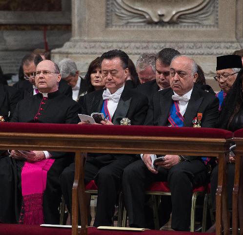 Ambassador Larry Wang (middle) seats in the area reserved to the Diplomatic Corps accredited to the Holy See.
