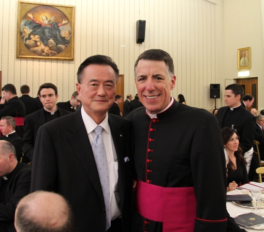 Ambassador Larry Wang (left) with the Rector of the Pontifical North American College Msgr. James F. Checchio.