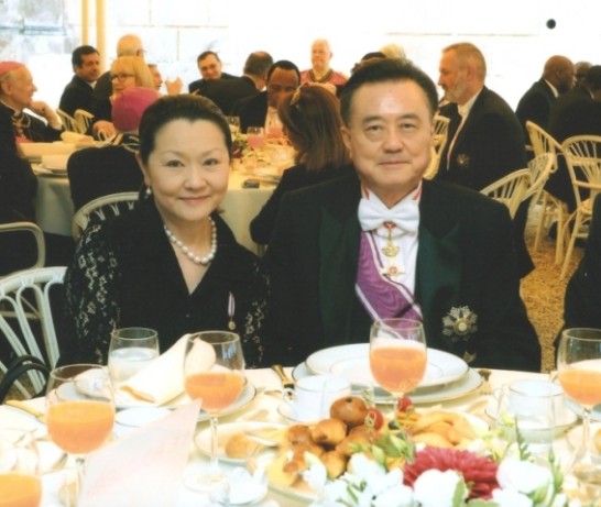 Ambassador and Mrs. Larry Wang attend the breakfast hosted by the Grand Master inside the Magistral Villa.