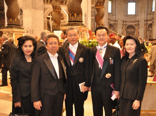 Ambassadors from Asia had a brief gathering after the mass Ambassador Larry Yu-yuan Wang (second from right) and Mrs. Wang(first from right).