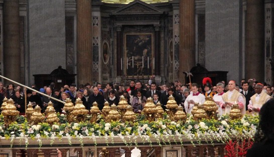 在聖伯多祿大教堂舉行之2012年「天主之母瞻禮及第45屆世界和平日彌撒」會場情形