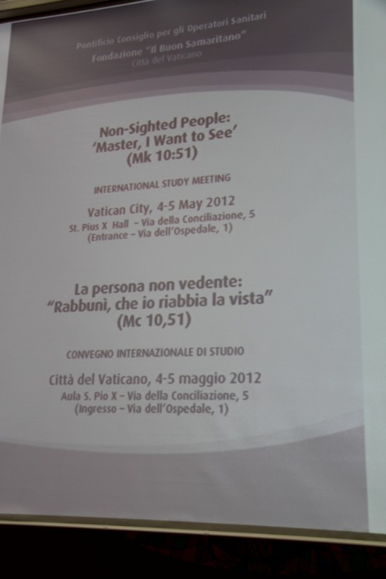 關懷視盲者國際研討會主題「視盲者－主啊，我能再度看見」