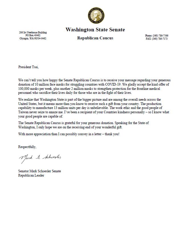 Letter WA State Senate