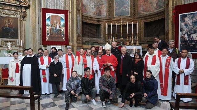 駐教廷大使館李大使世明於本(108)年2月10日出席天主教聖伯爾納里諾堂羅馬華人牧靈中心(Chiesa San Bernardino da Siena-Missione con cura d'anime per i fedeli cattolici cinesi a Roma)春節祭祖彌撒。
