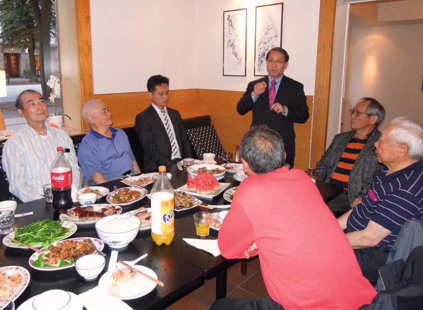 廖大使東周宴請馬爾默僑胞及留學生時致詞。