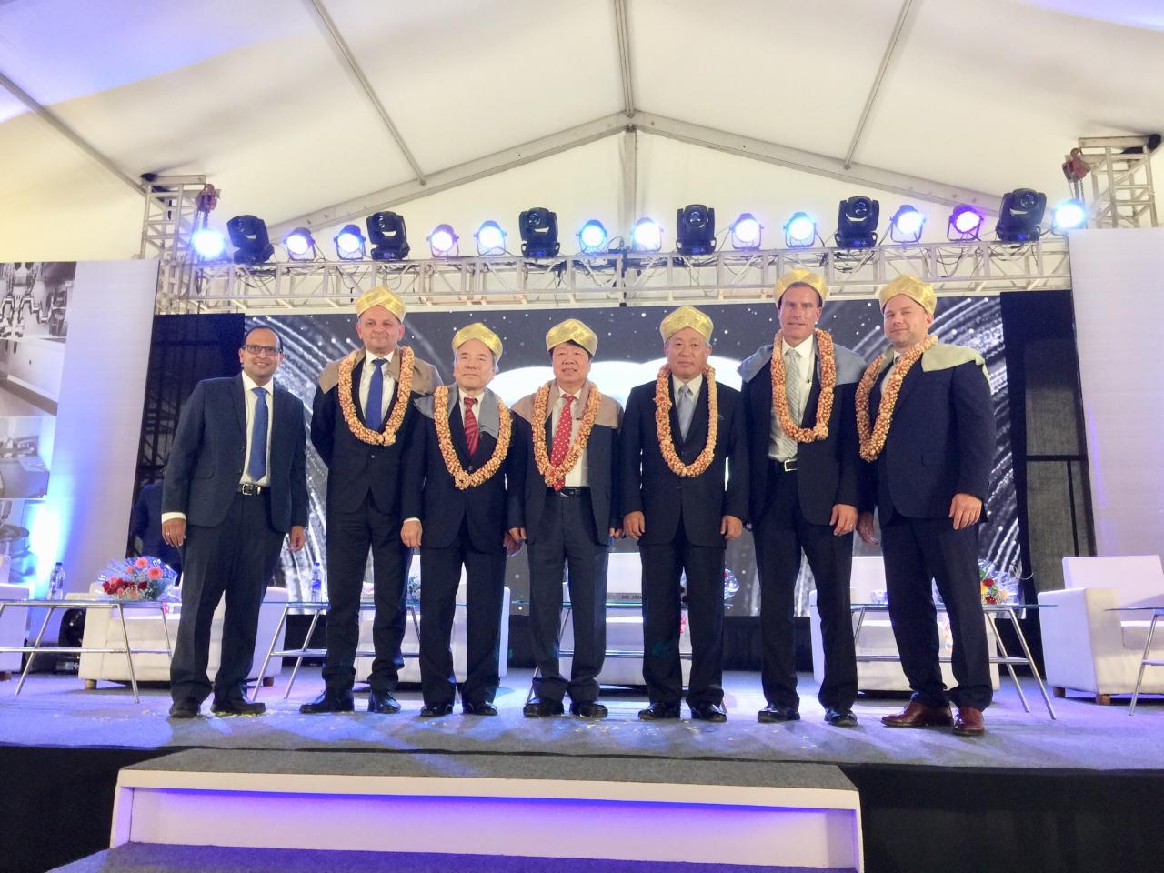 Amb. Tien(Right 3) was invited to the Launch Ceremony of new facility set up by FFG.