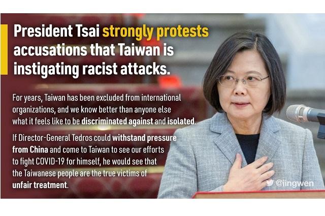 President Tsai and MOFA strongly protest WHO Director-General’s accusations, call for professionalism and Taiwan’s participation